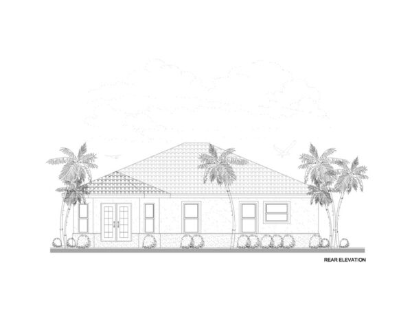Rear Elevation View of Home Plan