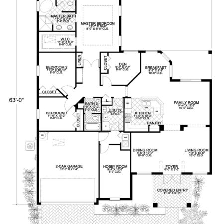 Lovely One-Story Mediterranean-Style House Floor Plan 2140-0222