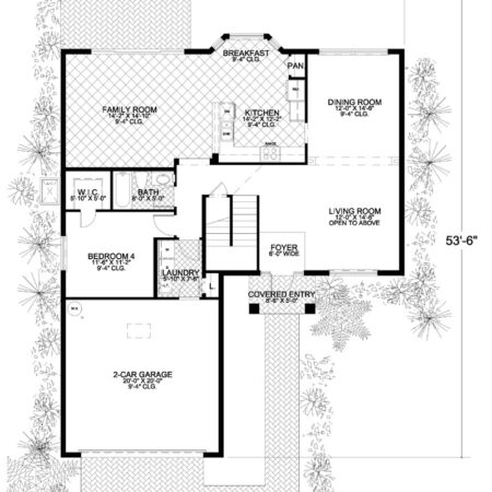 Two Story Two Car Garage Florida Style Home Floor Plan 2458-0340