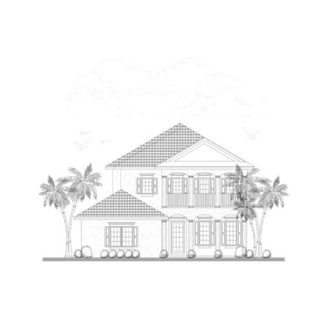 Colonial-Style Front of Home Rendering