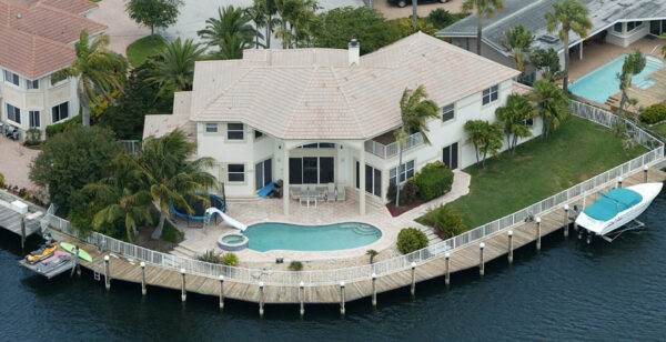 Dock Side View of Luxury Homes