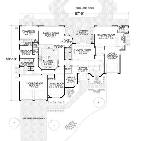 2-Story Contemporary Classic Waterfront Home Floor Plan 6096-0506