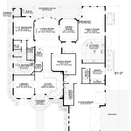 Spectacular Mediterranean-Style Home Floor Plan 6784-0604