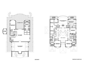 Basement & Second Floor of House Plan
